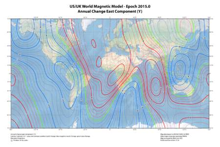 US/UK World Magnetic Model - Epoch[removed]Annual Change East Component (Y) 135°W 45°W