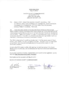 NEWS RELEASE May 12, 2015 MASON COUNTY COMMISSIONERS 411 NORTH 5TH ST SHE LTON, WA9670 EXT. 419