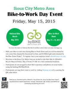 Cycling / Sioux City /  Iowa / Geography of the United States / Iowa / Sustainable transport / Bike-to-Work Day / Siouxland