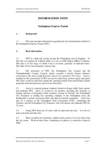 Legislative Council Secretariat  IN15[removed]INFORMATION NOTE Nottingham Express Transit