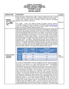 OGDEN - LAYTON AREA REGIONAL GROWTH COMMITTEE TECHNICAL ADVISORY COMMITTEE SEPTEMBERT 25, [removed]:00 AM - 12:00 PM MEETING SUMMARY