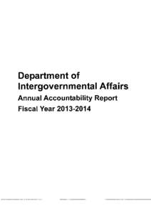 Department of Intergovernmental Affairs Annual Accountability Report Fiscal Year 2013·2014  Table of Contents