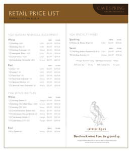 CAVE SPRING  RETAIL PRICE LIST N I AG A R A P E N I N S U L A