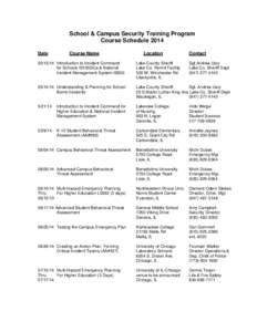 School & Campus Security Training Program Course Schedule