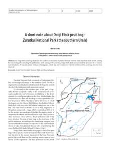 Studia Limnologica et Telmatologica 3 - Zuratkul NationalUrals) A short note about Dolgi Elnik peat bog Park (the southern