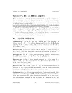 Geometry 10: De Rham algebra  Misha Verbitsky Geometry 10: De Rham algebra Rules: You may choose to solve only “hard” exercises (marked with !, * and **) or “ordinary” ones