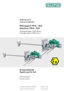 Stabrührwerk Long-axis agitator Rührgigant FR4 - 13,5 Giantmix FR4für Biogasanlagen / ATEX-Zone 1