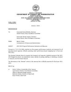 STATE OF TENNESSEE  DEPARTMENT OF FINANCE AND ADMINISTRATION DIVISION OF BUDGET 312 ROSA L. PARKS AVENUE SUITE 1600 WILLIAM R. SNODGRASS TENNESSEE TOWER