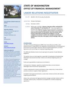 STATE OF WASHINGTON  OFFICE OF FINANCIAL MANAGEMENT LABOR RELATIONS NEGOTIATOR SALARY