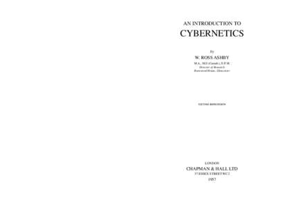 AN INTRODUCTION TO  CYBERNETICS by  W. ROSS ASHBY