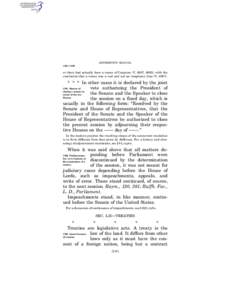 JEFFERSON’S MANUAL § 591–§ 593 er there had actually been a recess of Congress (V, 6687, 6693), with the conclusion that a recess was a real and not an imaginary time (V, 6687).