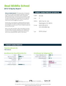 Deal Middle School[removed]Equity Report 405DCPS SchoolExternal SCHOOL CHARACTERISTICS (SY[removed]What are Equity Reports? The Deputy Mayor for Education,