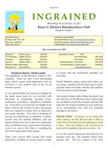 April[removed]INGRAINED Monthly Newsletter of the  Knox & District Woodworkers Club