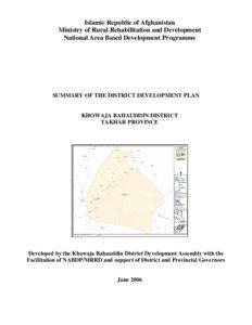 Islamic Republic of Afghanistan Ministry of Rural Rehabilitation and Development National Area Based Development Programme