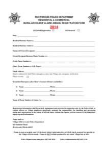 Burglar Alarm Registration Form 2014