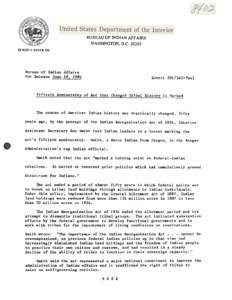 United States Department of the Interior BUREAU OF INDIAN AFFAIRS WASHINGTON, D.C[removed]IN REPLY REFER TO:  Bureau of Indian Affairs