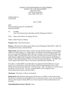 Government / National Telecommunications and Information Administration / Bureau of Land Management / Frequency sharing / Federal Communications Commission / Telecommunication / Frequency / NTIA Manual of Regulations and Procedures for Federal Radio Frequency Management / Environment of the United States / United States / Wildland fire suppression