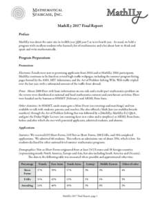 MathIL  Mathematical Staircase, Inc.  MathILy 2017 Final Report