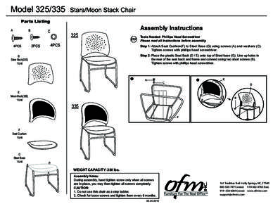 Model[removed]Stars/Moon Stack Chair Parts Listing B