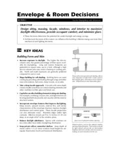 Envelope & Room Decisions SECTION 3 Tips for Daylighting with Windows  OBJECTIVE