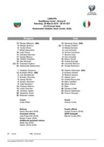 LINEUPS Qualifying round - Group H Saturday, 28 March[removed]:45 CET (21:45 local time) Natsionalen Stadion Vasil Levski, Sofia