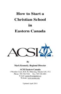 How to Start a Christian School in Eastern Canada  By