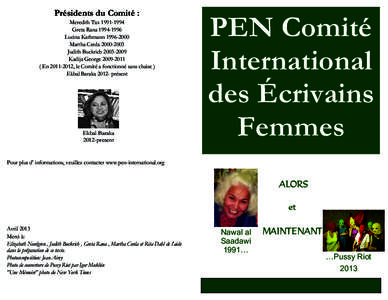Présidents du Comité : Meredith Tax[removed]Greta Rana[removed]Lucina Kathmann[removed]Martha Cerda[removed]Judith Buckrich[removed]
