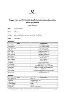 Refrigeration and Air Conditioning Technical Advisory Committee August 2012 Meeting Draft Minutes Date:  23rd August2012