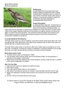 Ornithology / Curlews / Brisbane Water / States and territories of Australia / Natural history of Australia / Burhinus / Bush Stone-curlew / Stone-curlew
