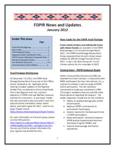 FDPIR News and Updates January 2012 Inside This Issue New Foods for the FDPIR Food Package Page