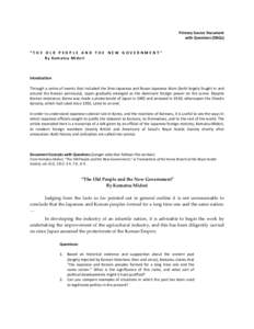 Primary Source Document  with Questions (DBQs)      “THE OLD PEOPLE AND THE NEW GOVERNMENT”  