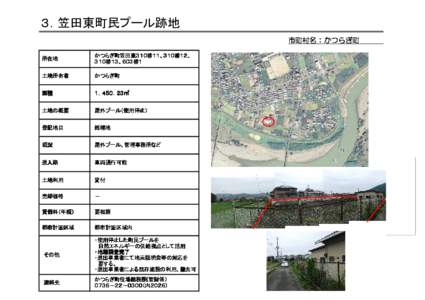 ３．笠田東町民プール跡地 市町村名： 市町村名：かつらぎ町 かつらぎ町　　　　　　 所在地