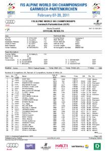 FIS ALPINE WORLD SKI CHAMPIONSHIPS Garmisch-Partenkirchen (GER) Mens Downhill