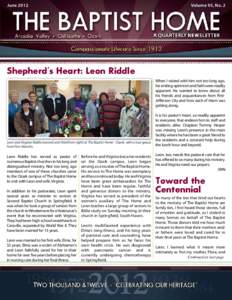 JuneVolume 95, No. 2 Shepherd’s Heart: Leon Riddle When I visited with him not too long ago,