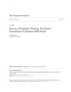 Review of Evaluative Thinking: The Bruner Foundationâ•Žs Evaluation Web Portal
