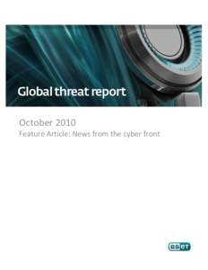 October 2010 Feature Article: News from the cyber front Table of Contents Feature Article: News from the cyber front ......................................................................................................