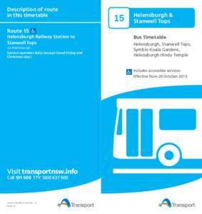 Description of route in this timetable Route 15 Helensburgh Railway Station to Stanwell Tops