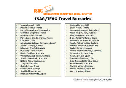 ISAG/IFAG Travel Bursaries •  •  •  •  • 