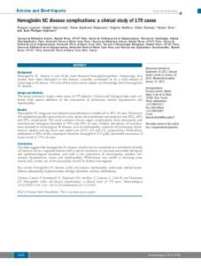 Articles and Brief Reports  Red Cell Disorders Hemoglobin SC disease complications: a clinical study of 179 cases François Lionnet,1 Nadjib Hammoudi,2 Katia Stankovic Stojanovic,1 Virginie Avellino,1 Gilles Grateau,3 Ro