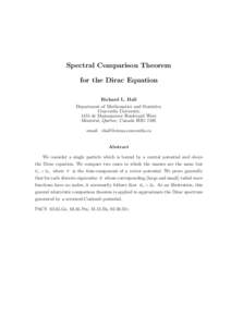 Spectral Comparison Theorem for the Dirac Equation Richard L. Hall