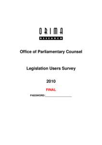 2010 Legislation Survey Questions