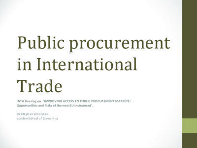 Public procurement in International Trade INTA Hearing on 