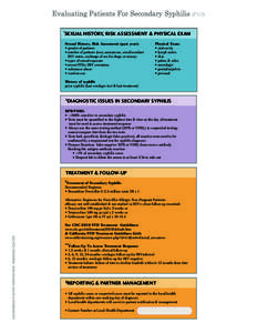 Sexually transmitted diseases and infections / Microbiology / Syphilis / Venereal Disease Research Laboratory test / Sexually transmitted disease / HIV / FTA-ABS / Neurosyphilis / Condom / Medicine / HIV/AIDS / Health