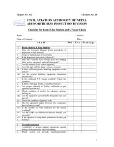 Chapter No: D.1  Checklist No: 29 CIVIL AVIATION AUTHORITY OF NEPAL AIRWORTHIHESS INSPECTION DIVISION