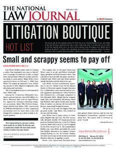 February 11, 2013  litigation boutique hot list  They may be small, but they command attention. The 10 law firms on our Litigation Boutiques Hot List, each fielding