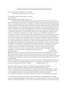 Southern Campaign American Revolution Pension Statements & Rosters Pension Application of Bartlet Cox (Coxe) S24964 Transcribed and annotated by C. Leon Harris [Capitalization and punctuation partly corrected] State of V