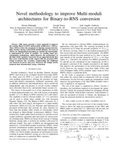 Novel methodology to improve Multi-moduli architectures for Binary-to-RNS conversion Hector Pettenghi Leonel Sousa