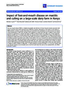 Impact of foot-and-mouth disease on mastitis and culling on a large-scale dairy farm in Kenya