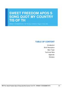 SWEET FREEDOM APOS S SONG QUOT MY COUNTRY TIS OF TH WWOM-17-SFASSQMCTOT3 | PDF File Size 1,700 KB | 51 Pages | 21 Mar, 2016  TABLE OF CONTENT