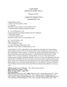 Joseph Délard (aka DeLore, Dellart. DeLor) Pioneer of 1817 compiled by Stephenie Flora oregonpioneers.com Joseph Délard aka DeLore